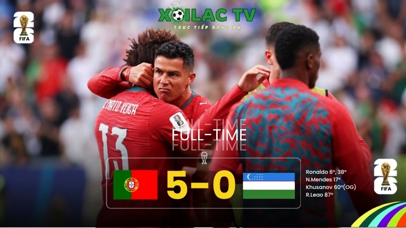 Bồ Đào Nha huỷ diệt Uzbekistan với 5 bàn không gỡ